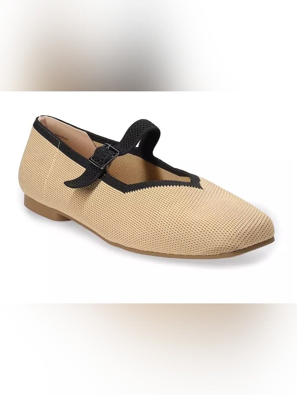 croft & barrow Romina Taupe Comfort Knit Square Toe Mary Jane Flats Size 9.5